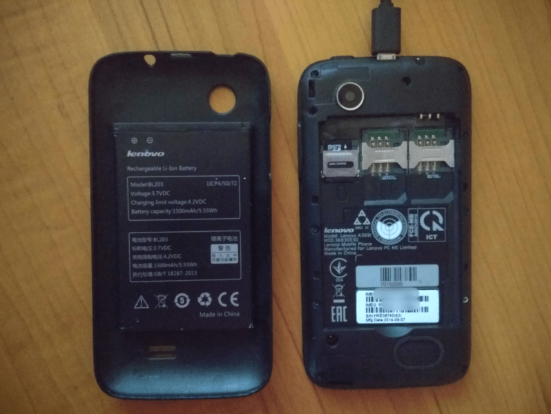 Lenovo IdeaPhone A369i подключение без батареи для прошивки