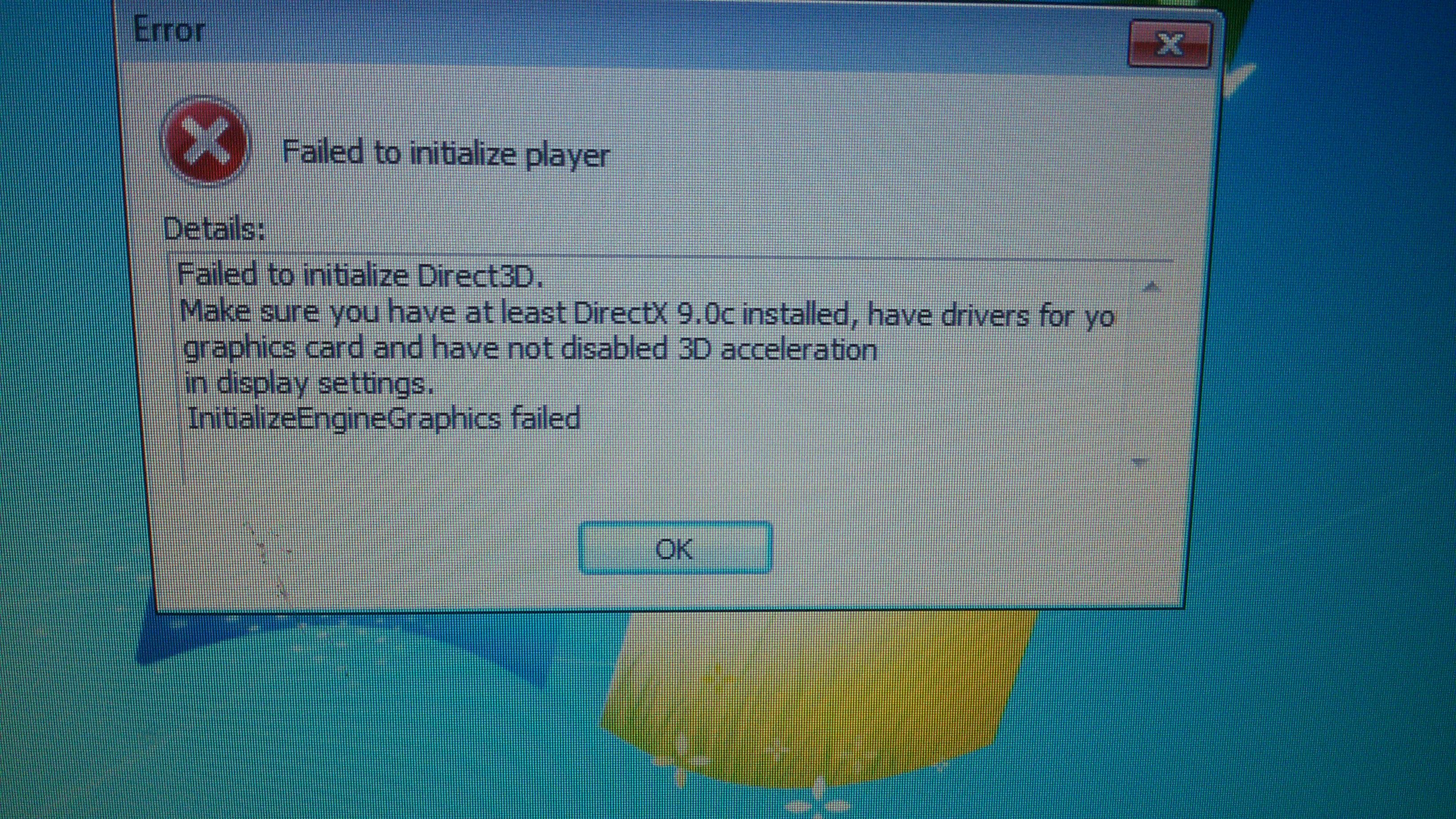 Failed to initialize. При запуске игры ошибка DIRECTX. Failure to initialize. System initialize на принтере. Initialized library failed
