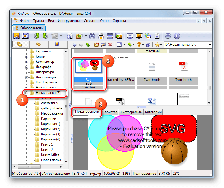 Предварительный просмотр файла SVG в программе XnView