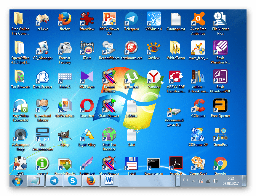 Значки на рабочем столе восстановлены в Windows 7