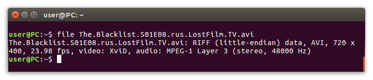команда file в терминале linux