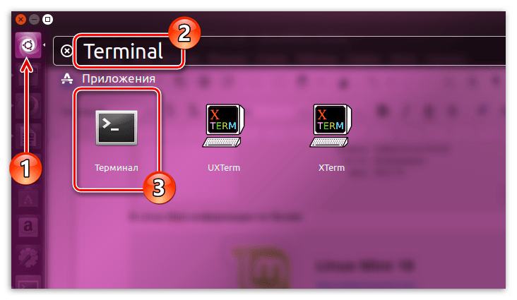 поиск терминала по системе ubuntu