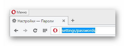 Переход на страницу с сохраненными паролями в интернет обозревателе Opera