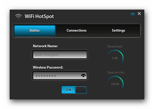 Внешний вид окна программы WiFi HotSpot