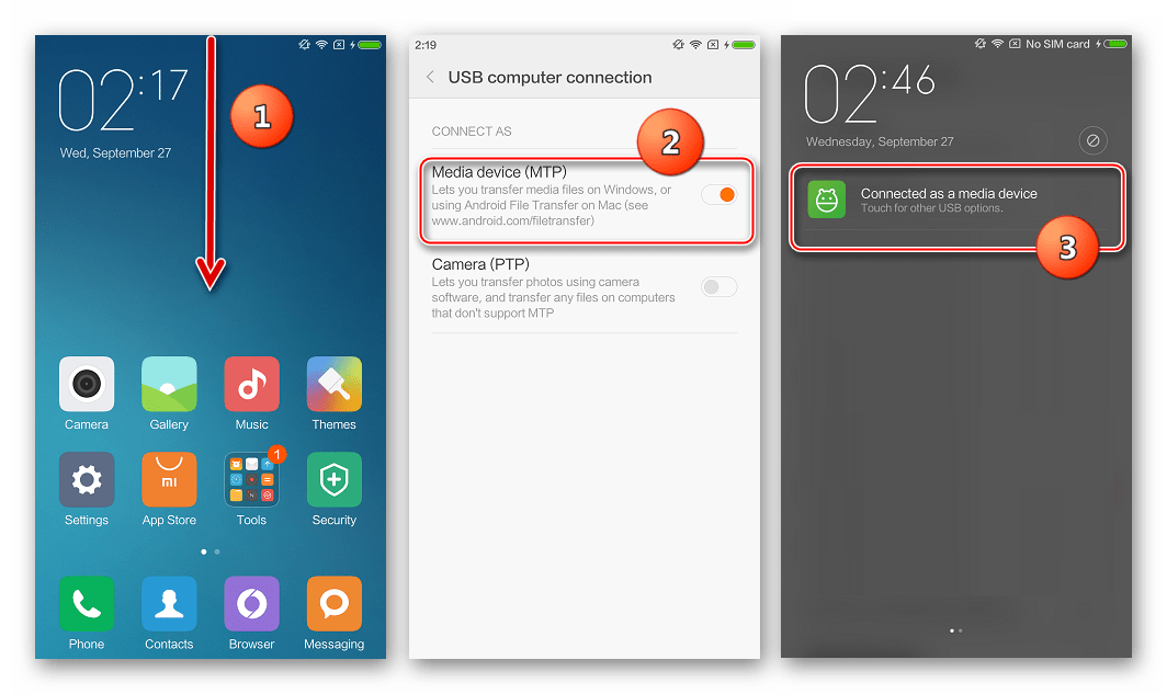 Xiaomi Mi4C включение режима MTP для передачи файлов