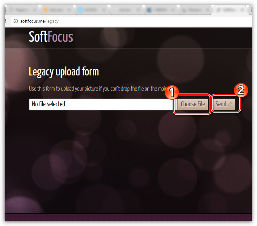 Загрузка изображения в онлайн-сервис SoftFocus