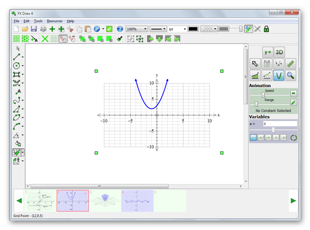 Инструмент для построения двумерных графиков математических функций в Efofex FX Draw