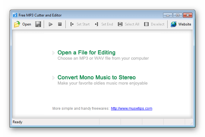 Открытие файлов Free MP3 Cutter and Editor