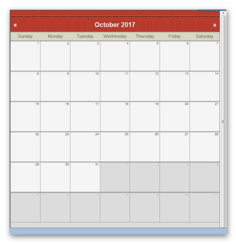 Предпросмотр календаря CoffeeCup Web Calendar