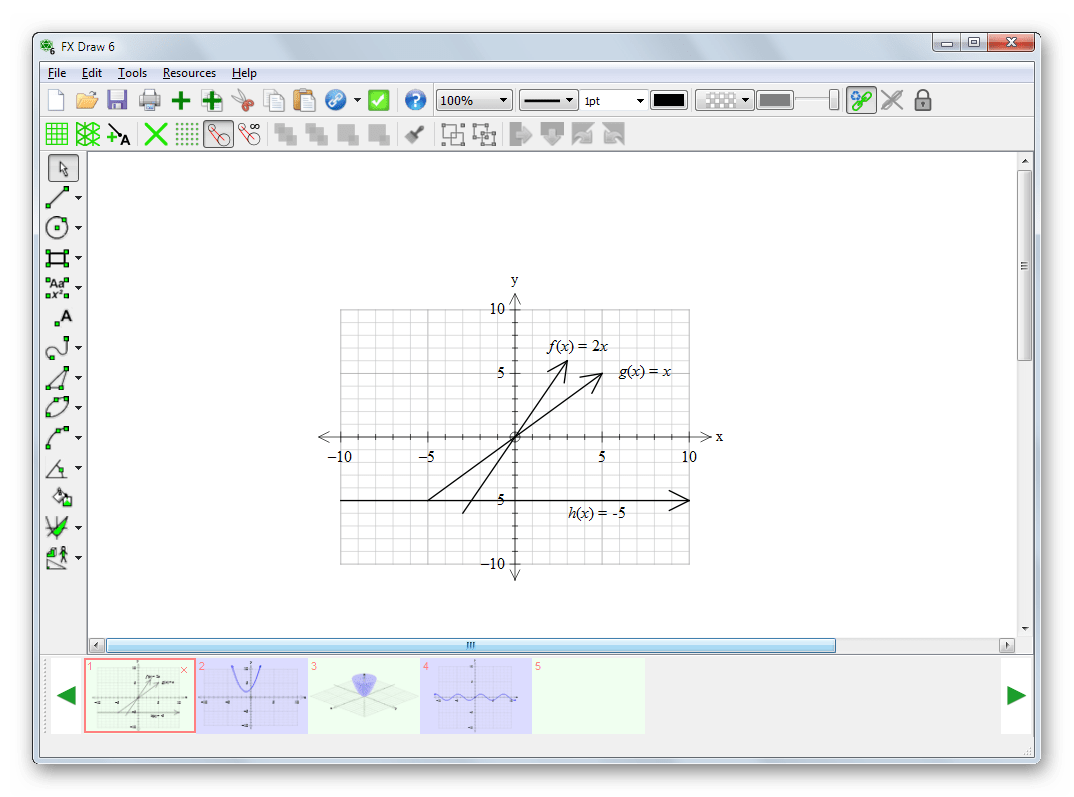 Способ построения графиков математических функций вручную в Efofex FX Draw