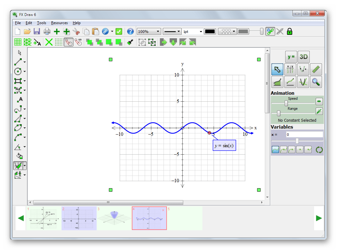 Возможность построения графиков тригонометрических функций в Efofex FX Draw