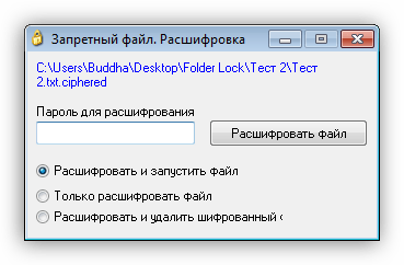Запрос пароля для доступа к файлу в программе Запретный файл