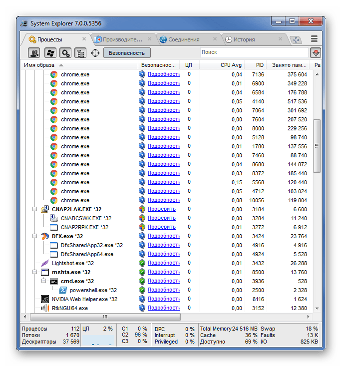 Главное окно программы System Explorer