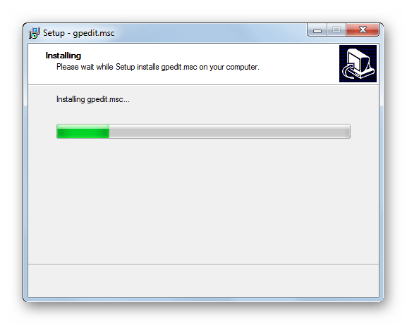 Инсталляция программы в окне Мастера установки gpedit.msc в Windows 7