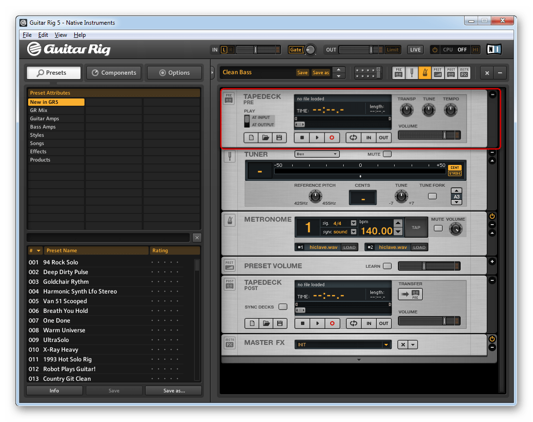 Модуль для записи и предварительной обработки входящего звука в Guitar Rig