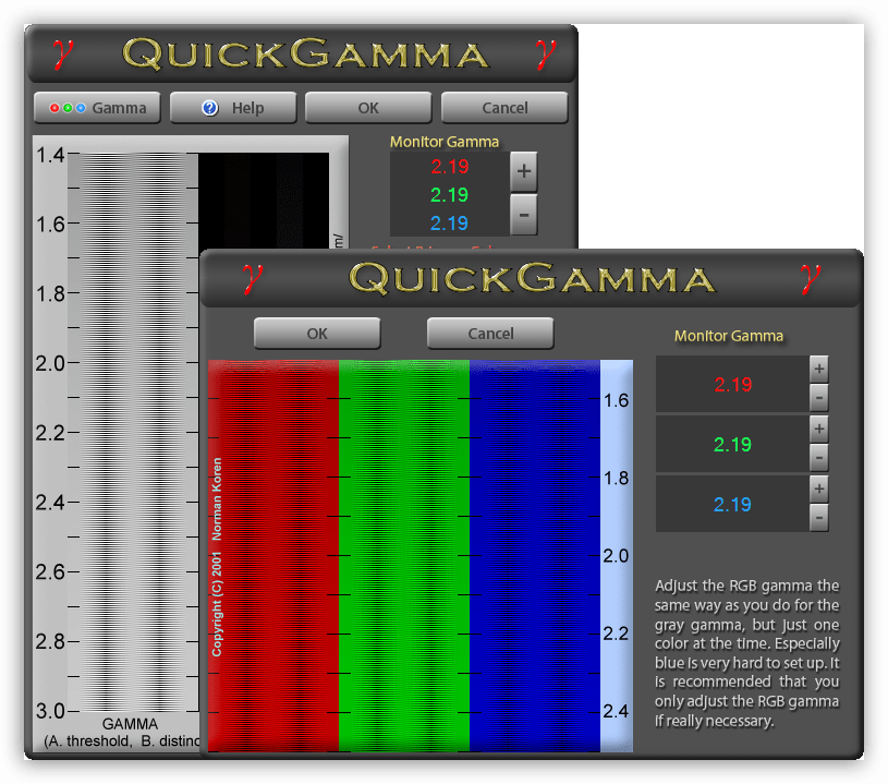 Настройка параметров гаммы в программе QuickGamma