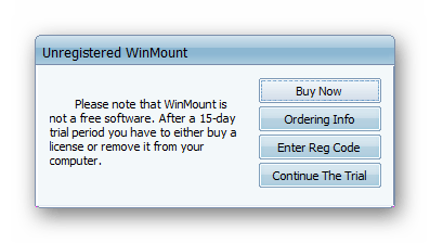 Предупреждение о пробной версии WinMount