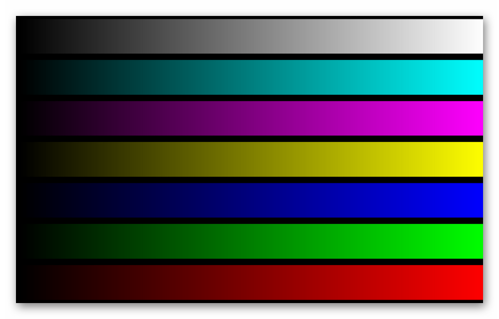 Проверка отображения цветов размещением основных цветов полосами в TFT Монитор Тест
