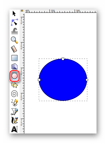 Выбираем инструмент круги и овалы в Inkscape