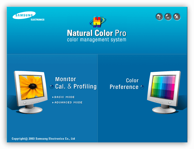 Выбор режима настройки монитора в программе Natural Color Pro