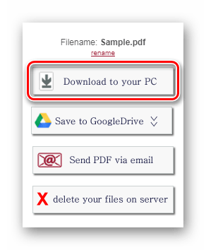 Загрузка обработанного файла Онлайн-сервис PdfZorro