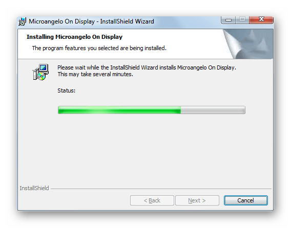 Процедура установки приложения в Мастере установки программы Microangelo On Display в Windows 7