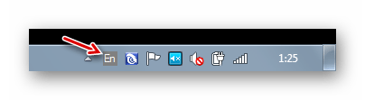 Иконка выбора языка ввода в системной трее Windows 7