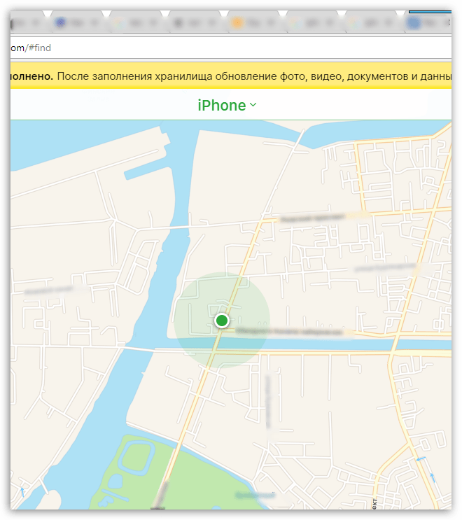 Поиск iPhone на карте через iCloud.com