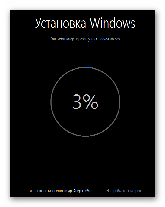 Установка компонентов при восстановлении Windows 10