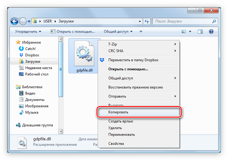копирование файла gdpfile.dll в проводнике windows