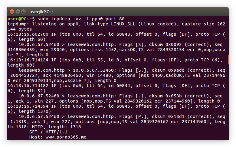 пример использования фильтра and и or в команде tcpdump в linux
