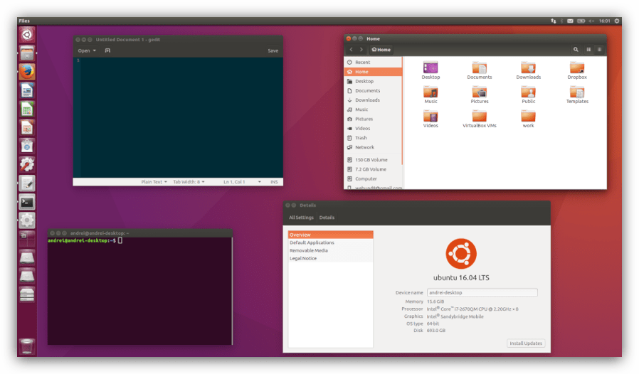 скриншот рабочего стола ubuntu