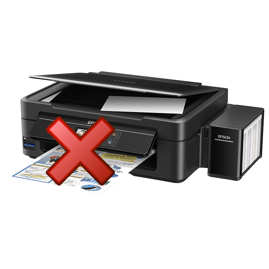 Принтер печатает полосами из-за проблем с уровнем чернил.