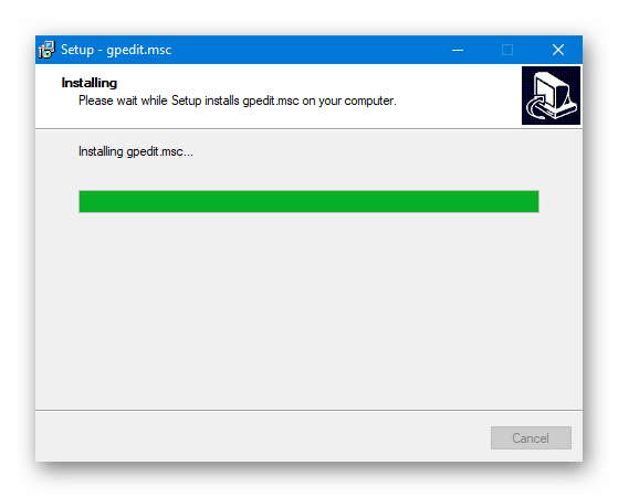 Процесс установки среды gpedit в Windows 10