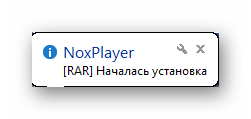 Уведомление о начале установки apk приложения в Nox Player