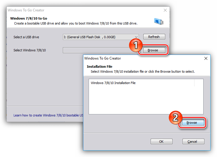 кнопка browse для выбора образа windows в программе aomei partition assistant