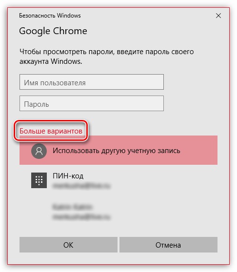 Авторизация для просмотра паролей в браузере Google Chrome
