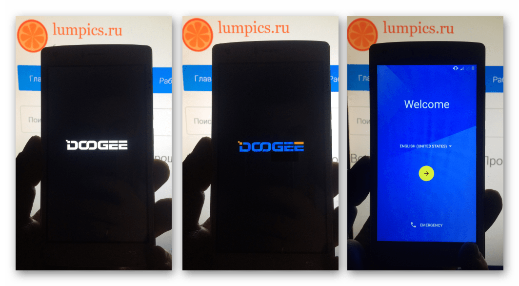 Doogee X5 MAX первая загрузка телефона после прошивки через ФлешТУл