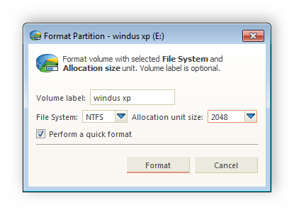 Форматирование диска Active Partition Manager