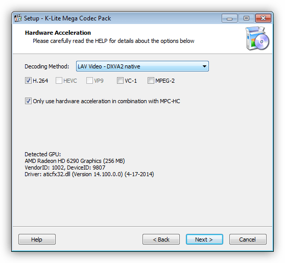 Настройка кодеков K-Lite Codec Pack в Windows 7