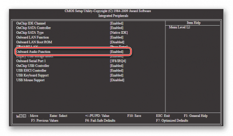 Как включить звуковую карту в биосе