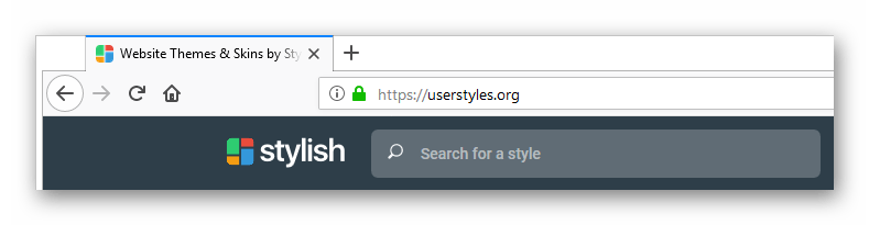 Переход к сайту Stylish в Mozilla Firefox
