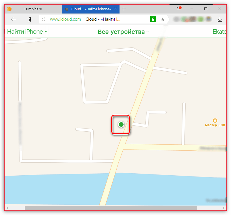 Поиск iPhone на карте