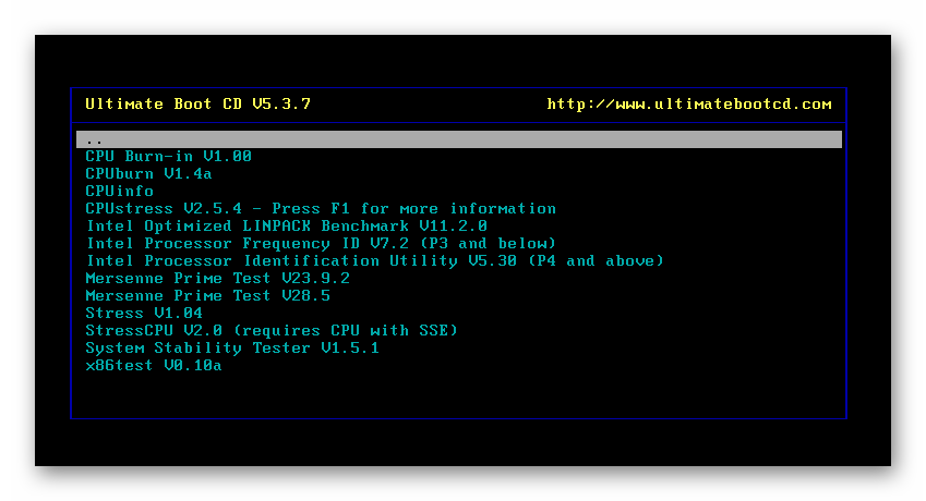Программы для тестирования ЦП в Ultimate Boot CD