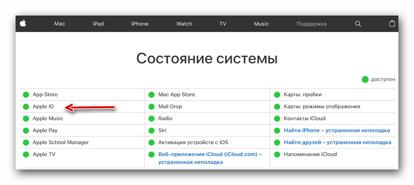 Произошла ошибка подключения к серверу apple id