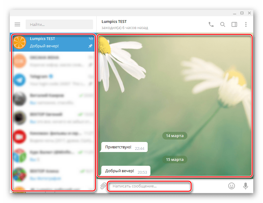 Telegram Desktop окно переписки