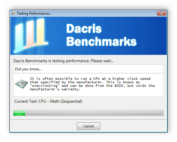 Тестирование процессора Dacris Benchmarks