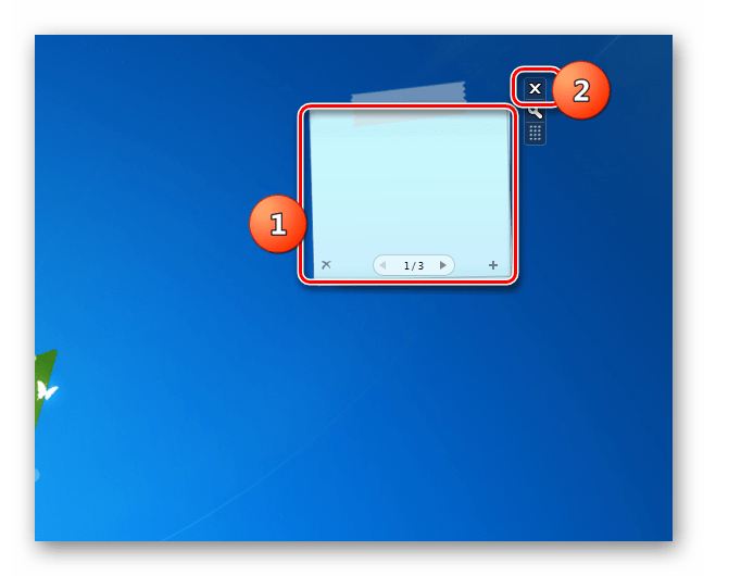 Закрытие интерфейса гаджета стикеров Chameleon Notescolour на Рабочем столе в Windows 7