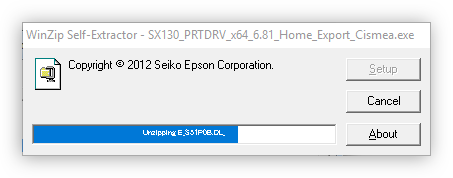 извлечение временных файлов для запуска инсталлятора драйвера для epson SX125