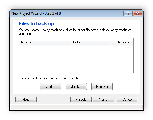 Добавление файлов для копирования Active Backup Expert